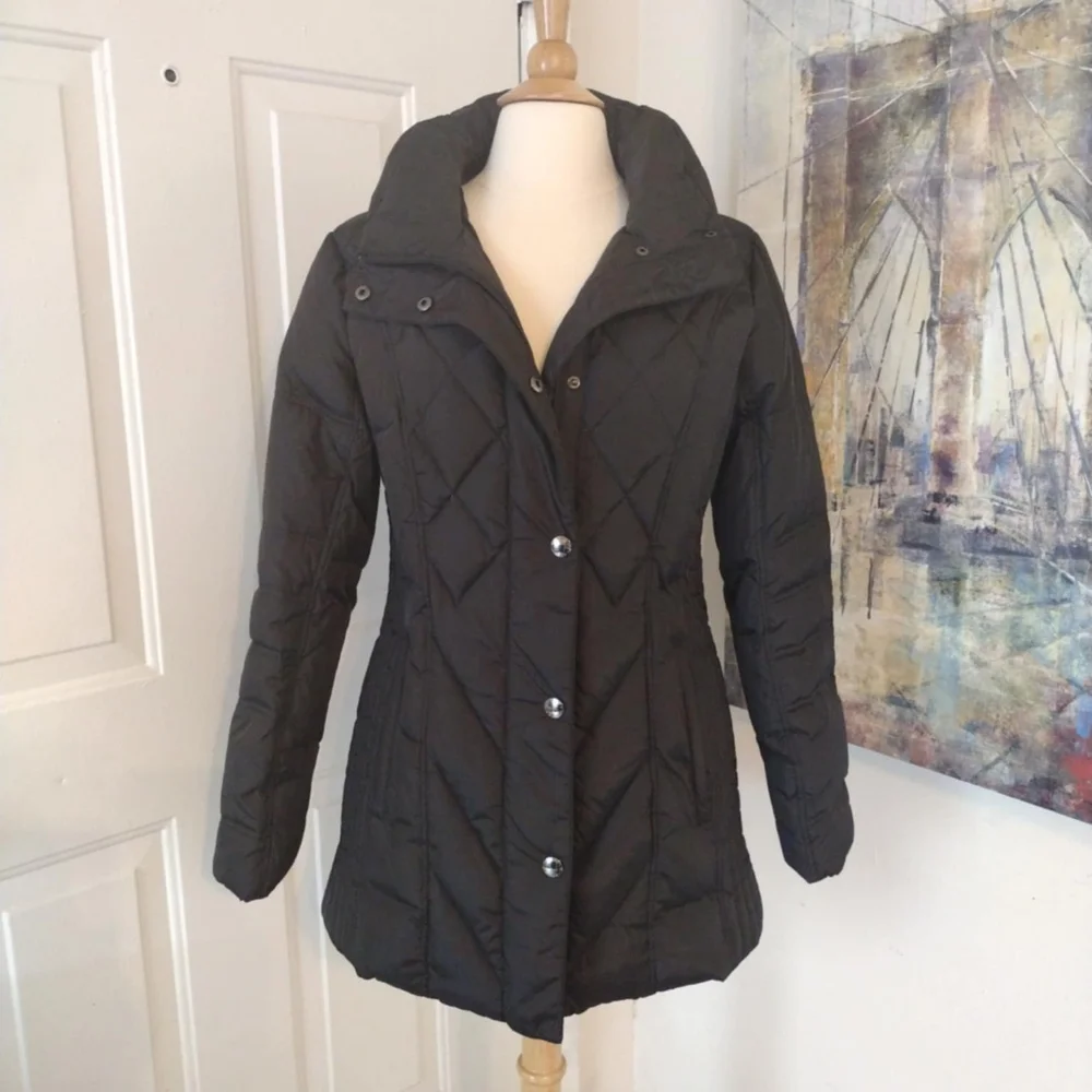 London Fog Diamond Pattern Down Puffer Coat Black Size M